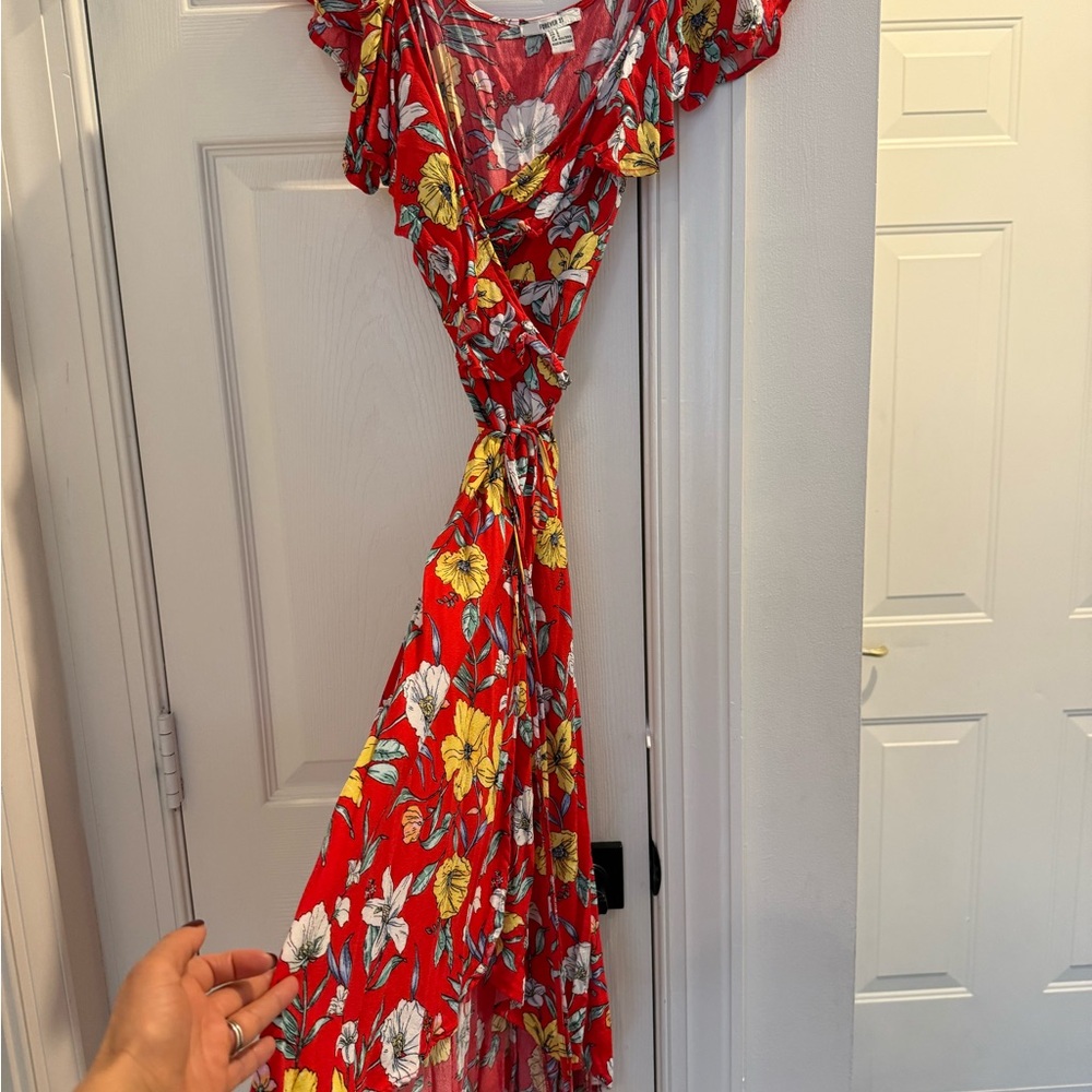 Forever 21 Red Floral High Low Dress